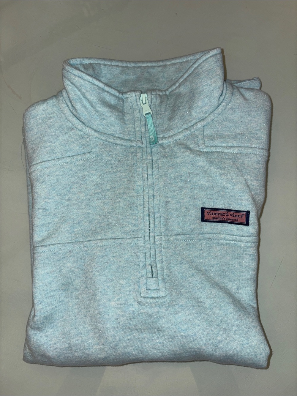 Vineyard Vines women’s Light Aqua Quarter-Zip Pullover Sz M